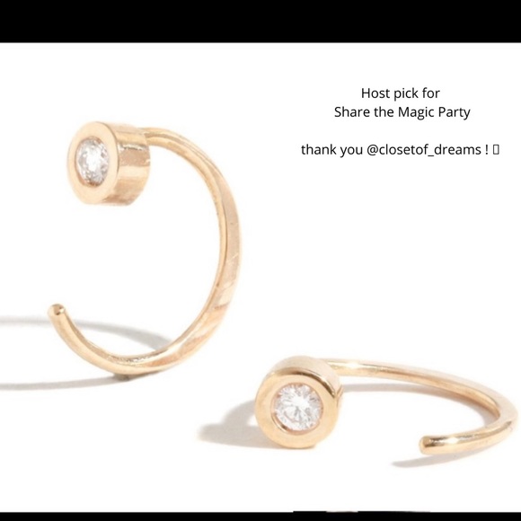 Melissa Joy Manning 14K Gold Diamond Hug Earrings Flush Set Delicate Mini Hoops - Picture 4 of 15